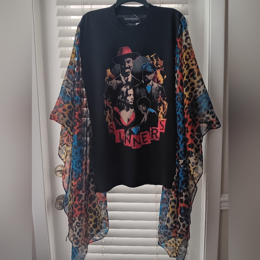 Upcycled Sinners Graphic Tshirt/Poncho
